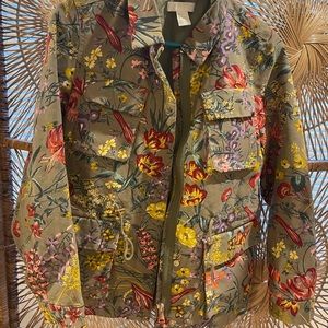 H&M cargo floral jacket size 6 a new without tags 100% cotton fully 4 pocket